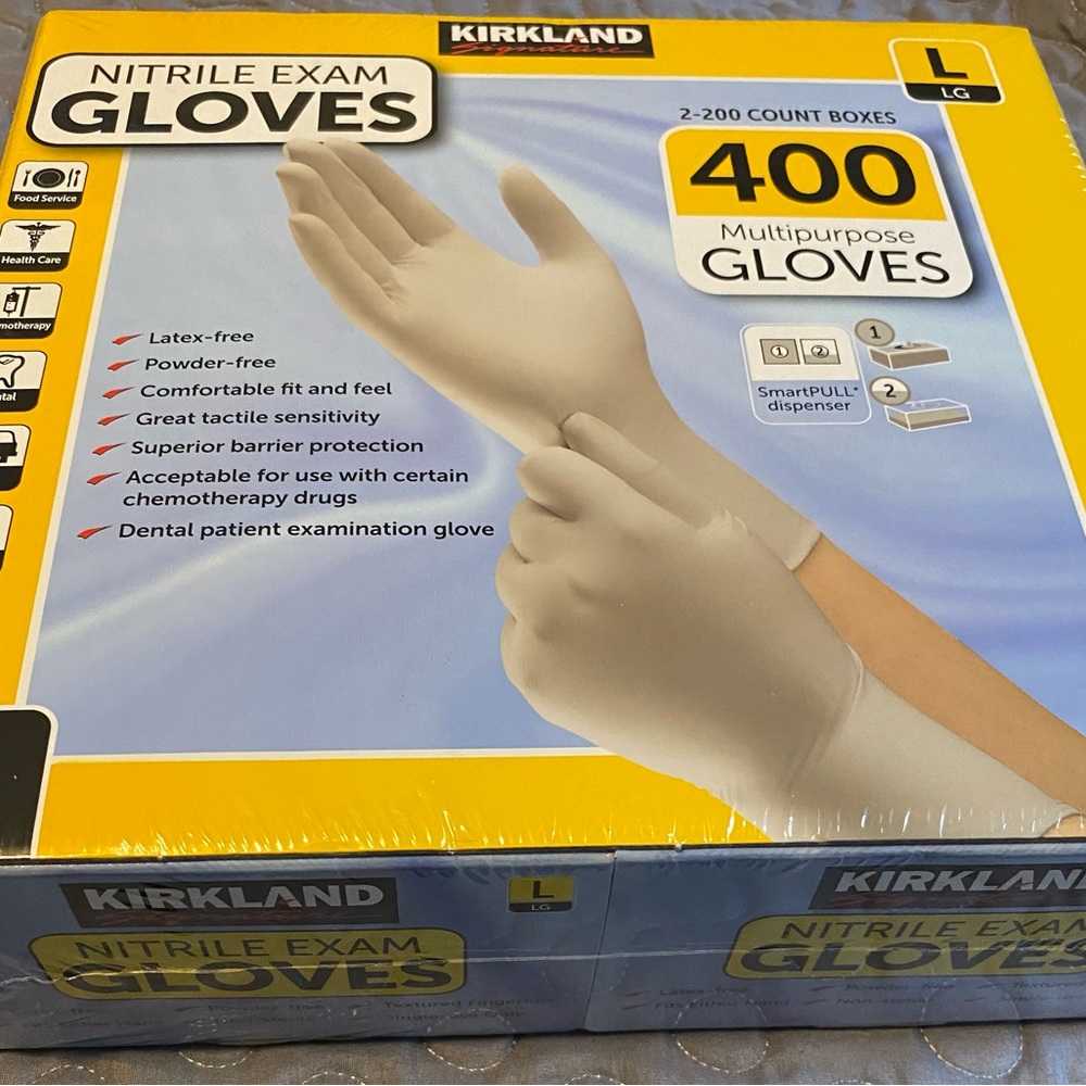 Kirkland Signature Nitrile Exam Multipurpose Gloves, Large - 400 Count Men/Women